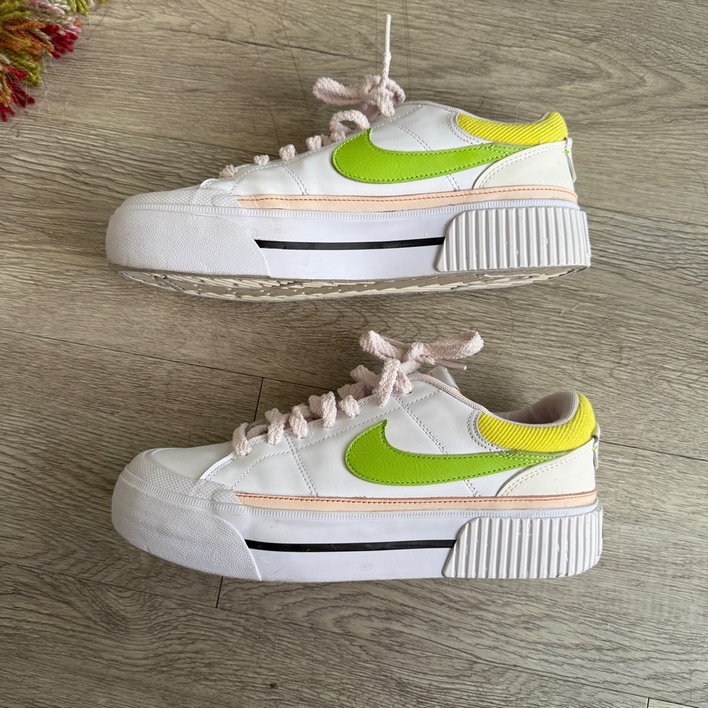 Nike Women's Sneakers - White and Lime Green